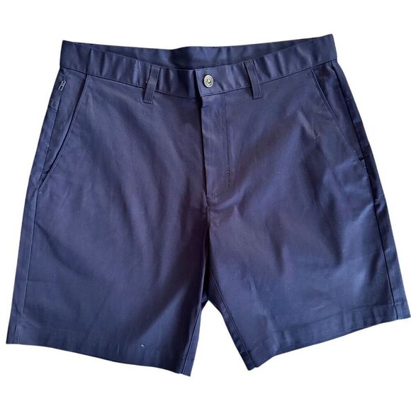 Fabletics Men's High Rise Chino Shorts Size 33 Blue Multi-Pocket Casual Summer - Picture 2 of 13